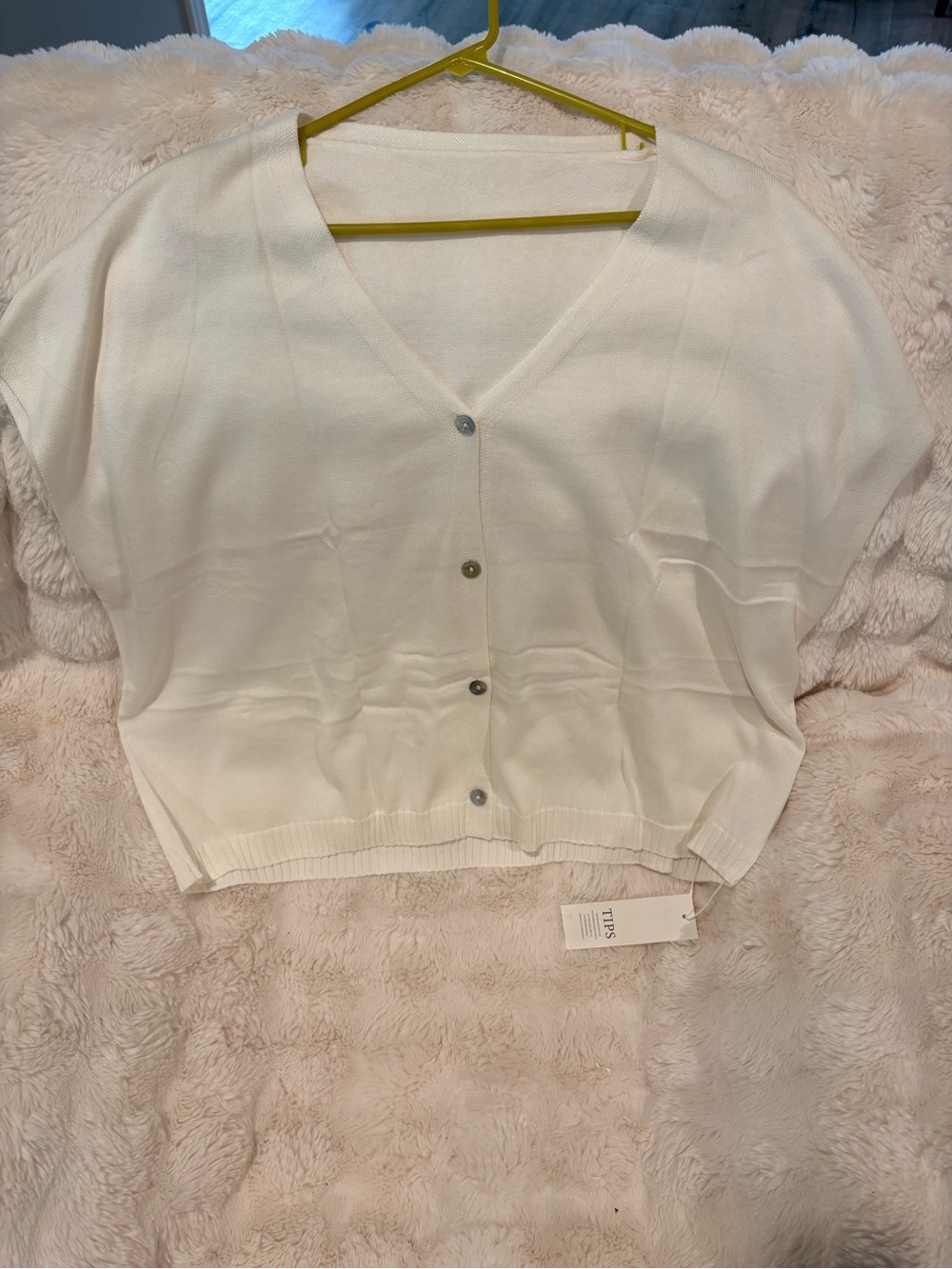 White V-Neck Button Front Women’s Top